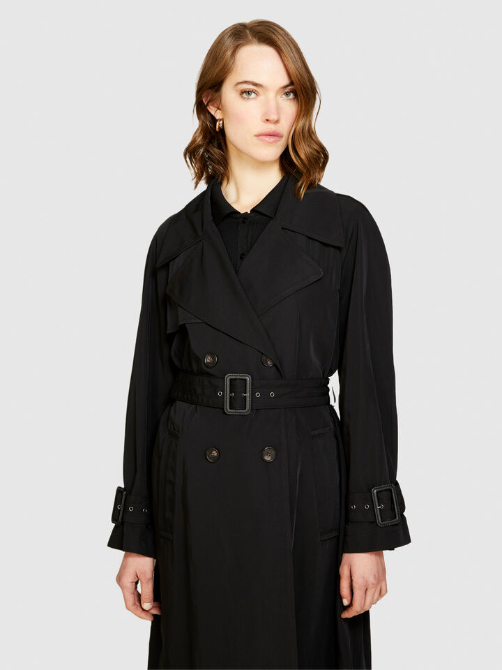 Glossy trench coat - women's trench coats & rain coats - Black | Sisley image number 4